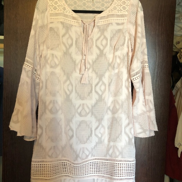 Anthropologie Foreat Bell-Sleeve Blush Dress - Picture 2 of 6